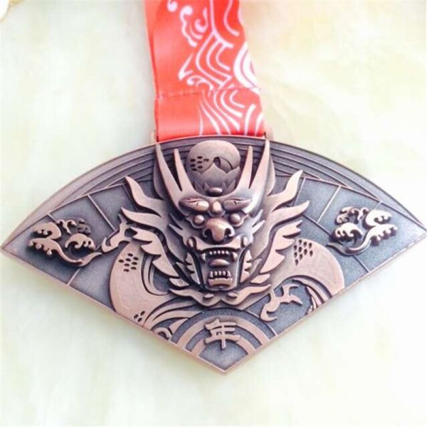Premium Matte Painted Zinc Alloy Marathon Running Medal, Engraved Logo Sport Award