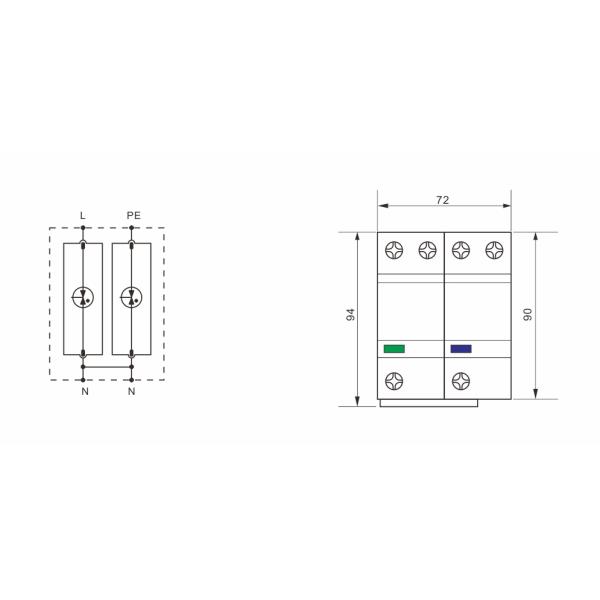 25kA Тип 1 Защитник от перенапряжений 275V T1 10/350us Защитный прибор от перенапряжений