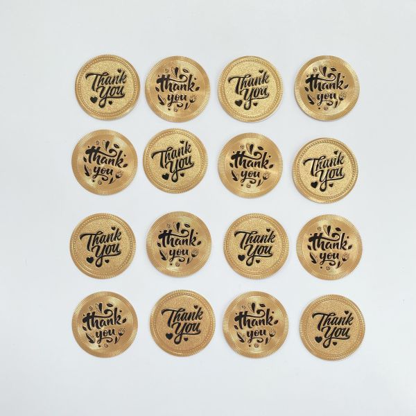 Packaging Gold Thank You Stickers for Small Business Anti-strach Round Roll Label Stickers for Gift