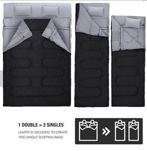Youth Envelope Large Size Cotton Two Person Sleeping Bag 0 Degree
