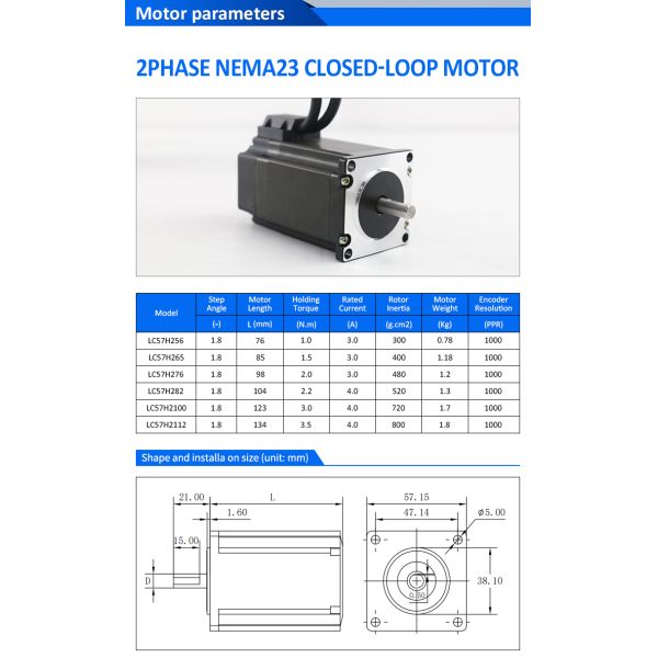 Lichuan 2-Axis DC Closed Loop Stepper Motor Drivers Controller Kit 2.2N.m 2Phase Nema23 DC24V~50V 3.0/4.0A 1000PPR