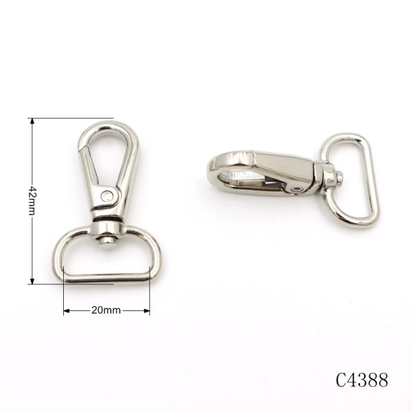 Durable Bag Accessories Metal Swivel Snap Hooks with Custom Laser Logo Metal Keychain Clip