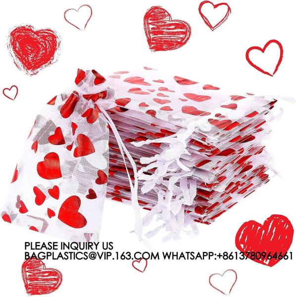 Organza Jewelry Pouches, Pouch Drawstring Bags For Jewelry Packaging Valentine'S Day Wedding Festival Party Supply