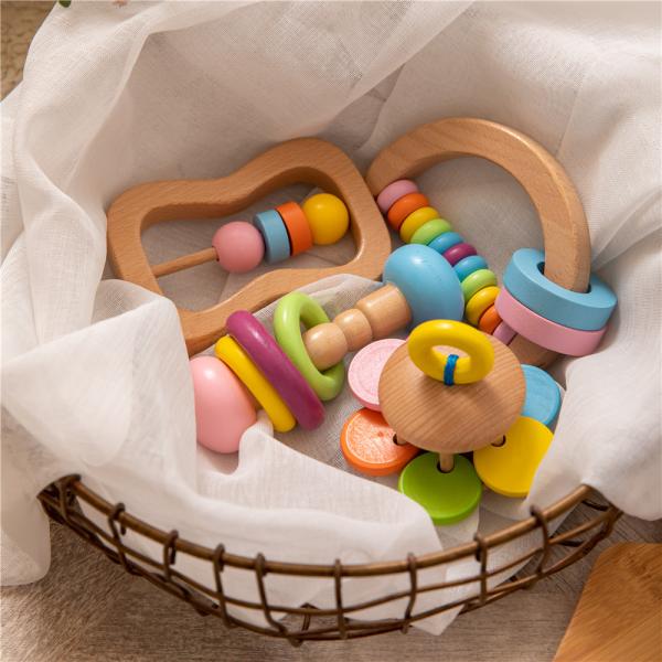 Детей игрушек Soother 7.2cm трещотки аппаратуры деревянных музыкальных деревянные