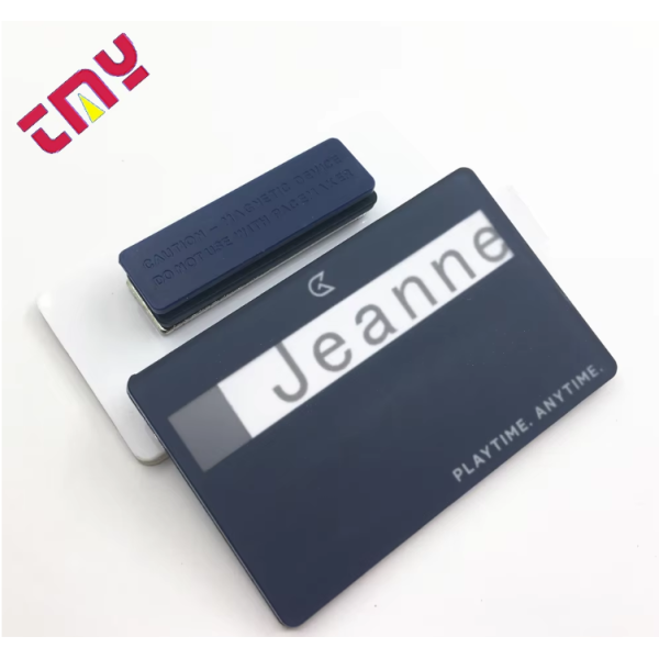Custom Full Color Digital Printed Plastic Window Name Tag With Magnetic Back And Custom Shape For Staff