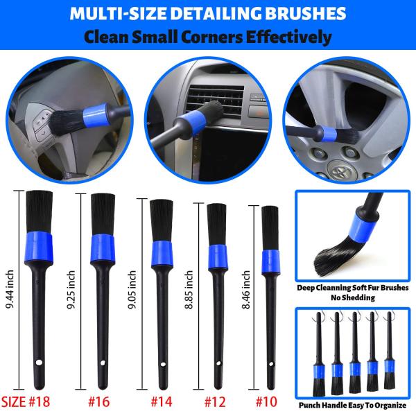 22 Pcs Car Detailing Kit Brushes Set  With Auto Drill Sponge Polishing Pads