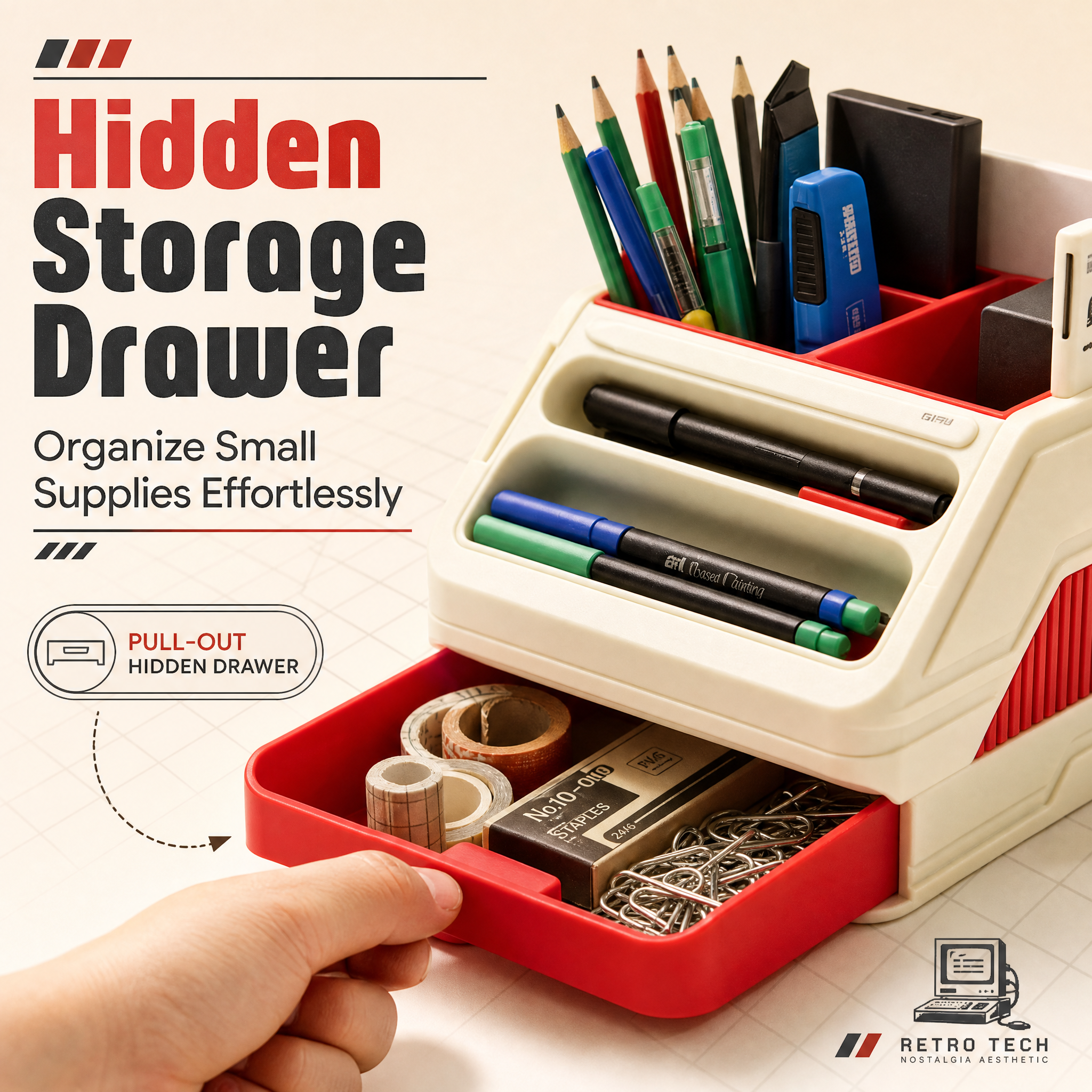 PLA Bio 3D Printed Office Supplies Retro Computer Desk Pen Organizer