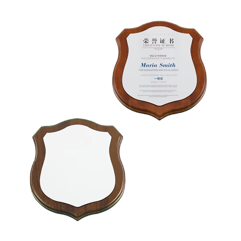 Personalized Logo Sublimation Memorial Souvenir Wooden Honor Medal Blank Trophy Shields And Awards Plaque