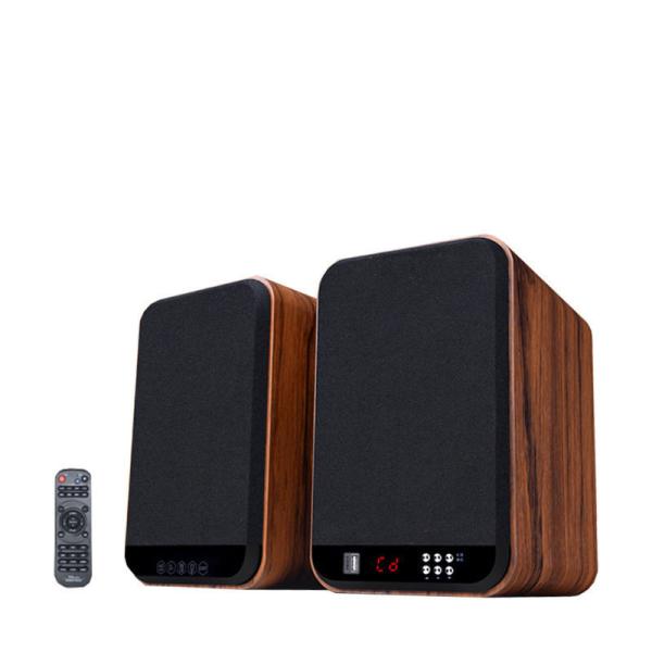 Wireless Wooden Bookshelf Speakers With Medium Bass and Silk Film Pitch Unit