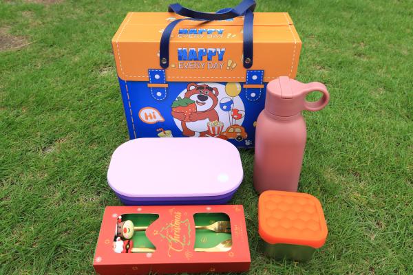 Premium Stainless Steel & Silicone Lunch Set For Kids And Families – 4-in-1 Combo With Bento Box, Bottle, Snack Cup, And Animal Cutlery Wholesale