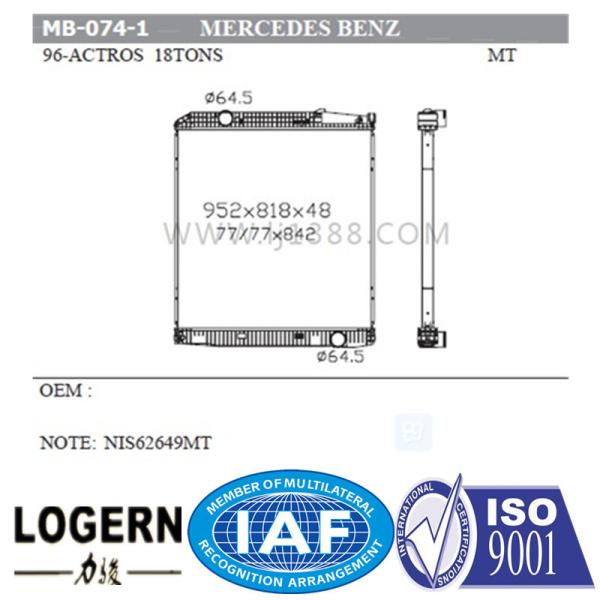 Replacement Truck Radiators Mercedes Benz Spare Parts For 96-Actros 18tons Mt