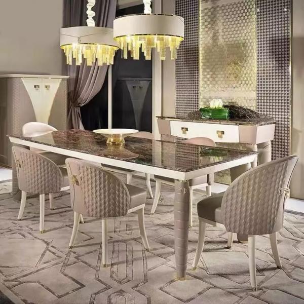 Rectangle Luxury Marble Dining Tables Modern Durable For Dine Room