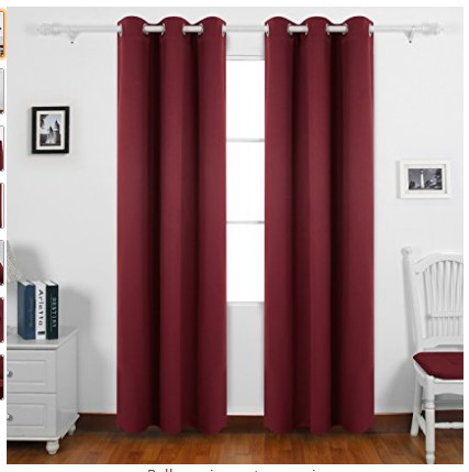 Burgundy Printed Custom Kitchen Curtains Reducing The Sun Shine Effectively