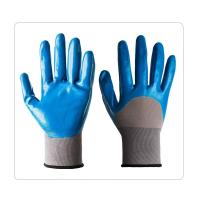 Gants de travail de nitriles de santé et sécurité de revêtement de Grey Polyester Liner With Half