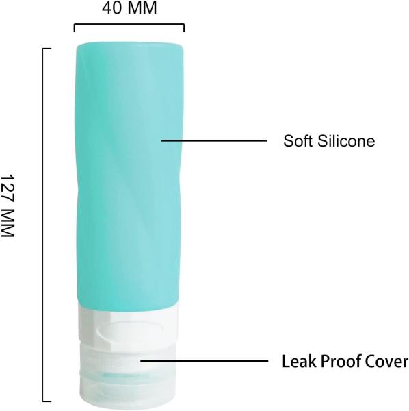 Forme de tresse en silicone, toilettes de voyage, kit de bouteilles réutilisable 90 ml