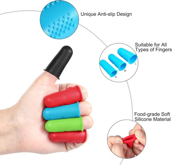 Rubber Fingers Covers, Silicone Finger Protector Sleeve Tips Guard Fingertip Thumb Cots Pads For Hot Glue