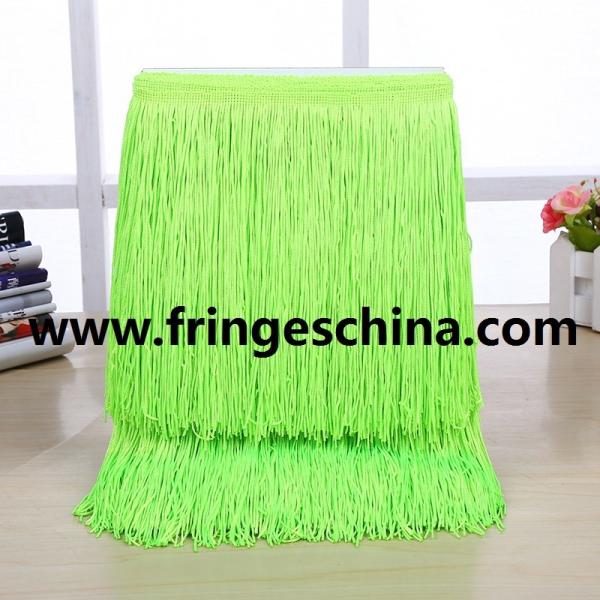 Fluorescent color custom design OEM rayon fringes trimming for garment clothes decoration