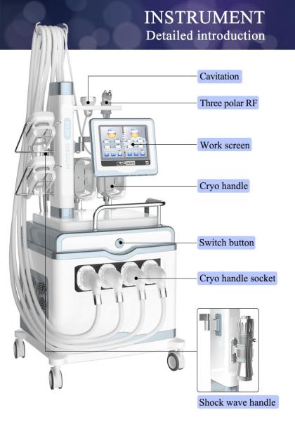 5MHZ RF 7 In 1 Cavitation Multifunction Cryolipolysis Machine Shock Wave