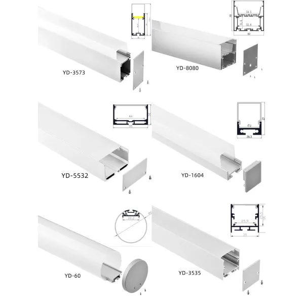 6063 T5 Aluminum Alloy Suspended LED Profile 20.3*27mm for Indoor Lighting Decoration