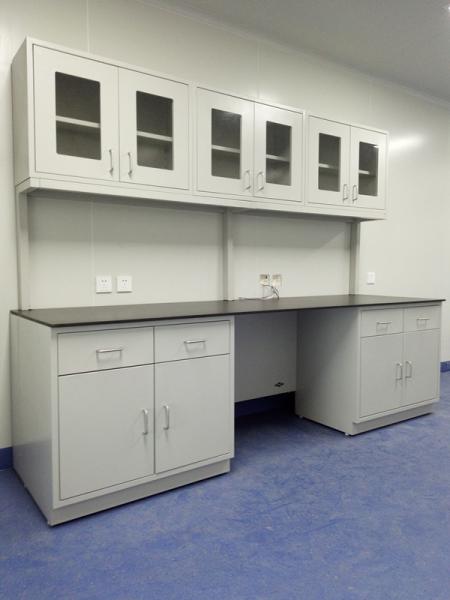 College Steel Chemistry Lab Furniture / Laboratory Workbench With Reagent Shelves