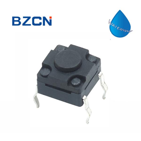 DIP Terminal Type Waterproof Tactile Switch Plastic Black Button 50mA Rating