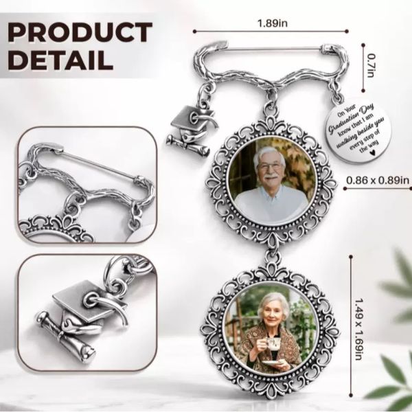 Sublimation Blanks Graduation Photo Charm Memorial Keepsake Brooch Custom Wedding Bouquet Photo Charm