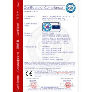Yong Xing Boiler Group Co.,Ltd Сертификации