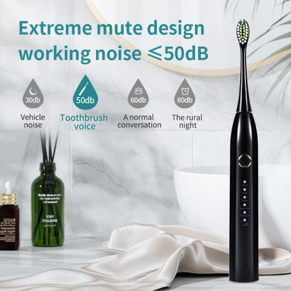 Black Adult Smart Electric Toothbrush Wireless Charging With 1200mAh Battery