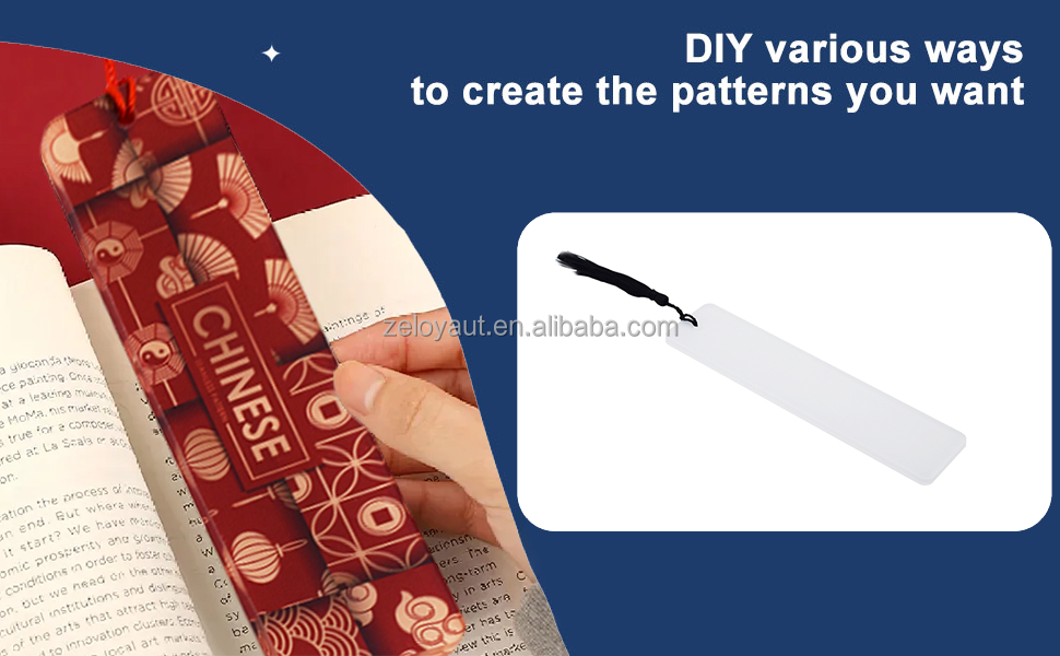 ZELOYAUT Single Side Printing Blanks Custom Metal Bookmarks With Color Tassels Sublimation Aluminum Bookmark Blank Page Holders