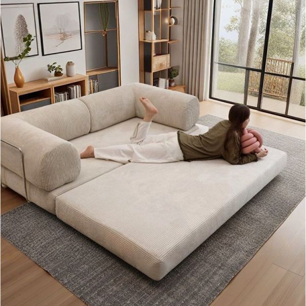 MOYI Modular Nordic Orange Lounge Frameless Sofa Bed Compressible Foam Sponge Sofa