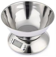 Herramienta de cocina de acero inoxidable Balanza electrónica de peso Balanza de alimentos Balanza de cocina Balanza de cocina con tazón 5Kg 1g