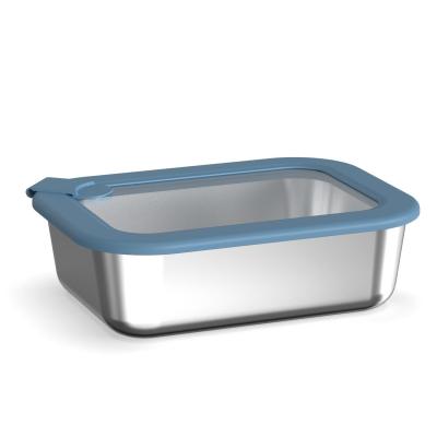 Leakproof Rectangular Stainless Steel Food Storage Containers With Silicone Vented Class Lid