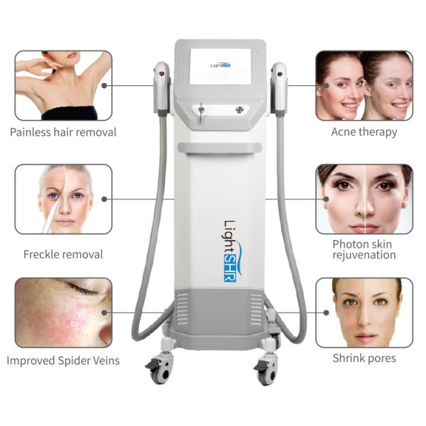 Eliminación de vello Rejuvenecimiento de la piel SHR IPL máquina de belleza 2000W con 2 asas