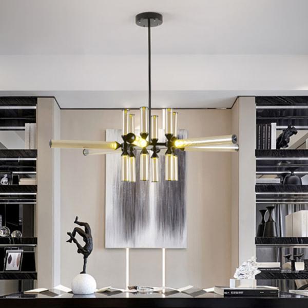 Modern Glass Tube Suspension lamp Living room Dining room scandinavian Castle Chandelier(WH-MI-160)
