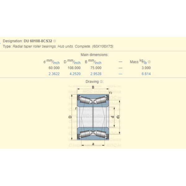 Mercedes-Benz Truck Bearing DU60108-8 SET1349 F15120 Taper Roller Bearing Steel Cover