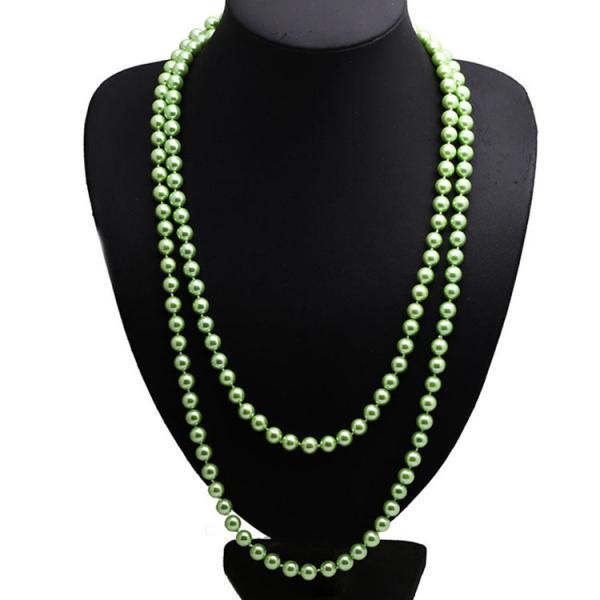 Luxury Green Round 8mm Shell Pearl Sweater Necklace 55 Inches (N08209)