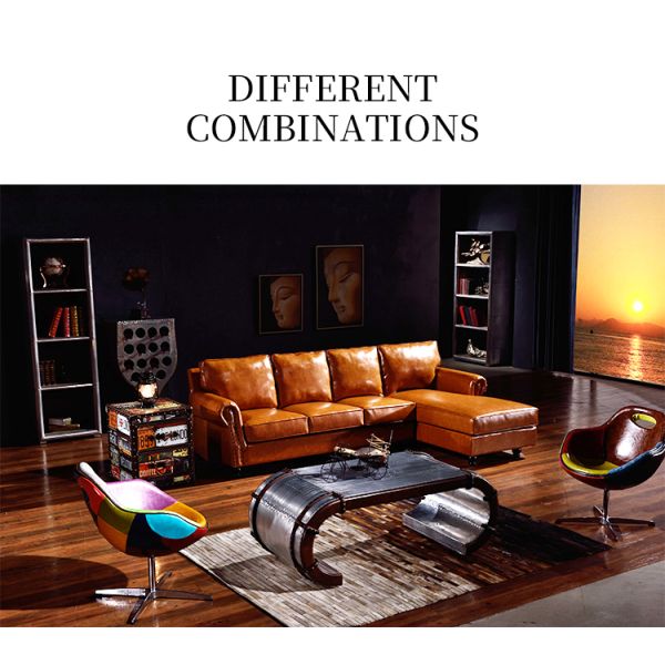 Nidea #8646 Vintage Industrial Style Coffee Table Whiskey  Bar Metal Aluminum Rivet Rattan Durable Handmade for Living Room High-End