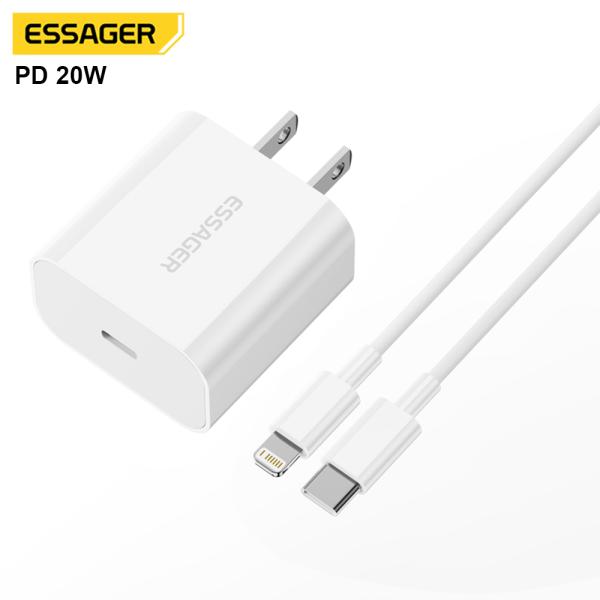 ESSAGER ES-CD30 Cargador y Cable Original para iPhone PD 20W USB C