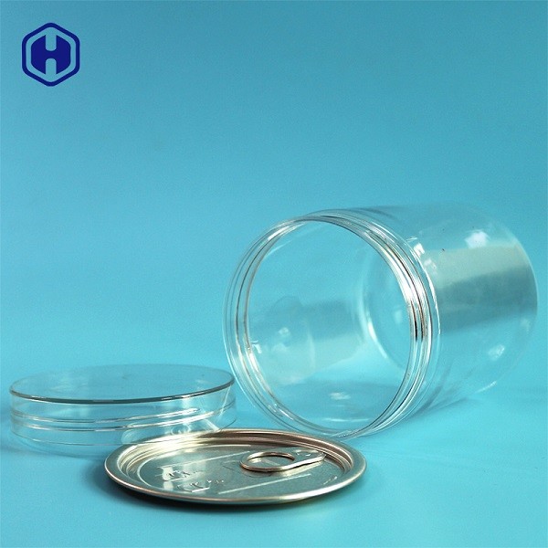 Screw Lid Type Clear Plastic Cans 16OZ 500ML With Aluminium EOE Top