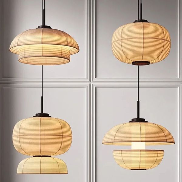 Japanese Pendant Lights Vintage Fabric Lantern Wabi Sabi Lights (WH-VP-335)