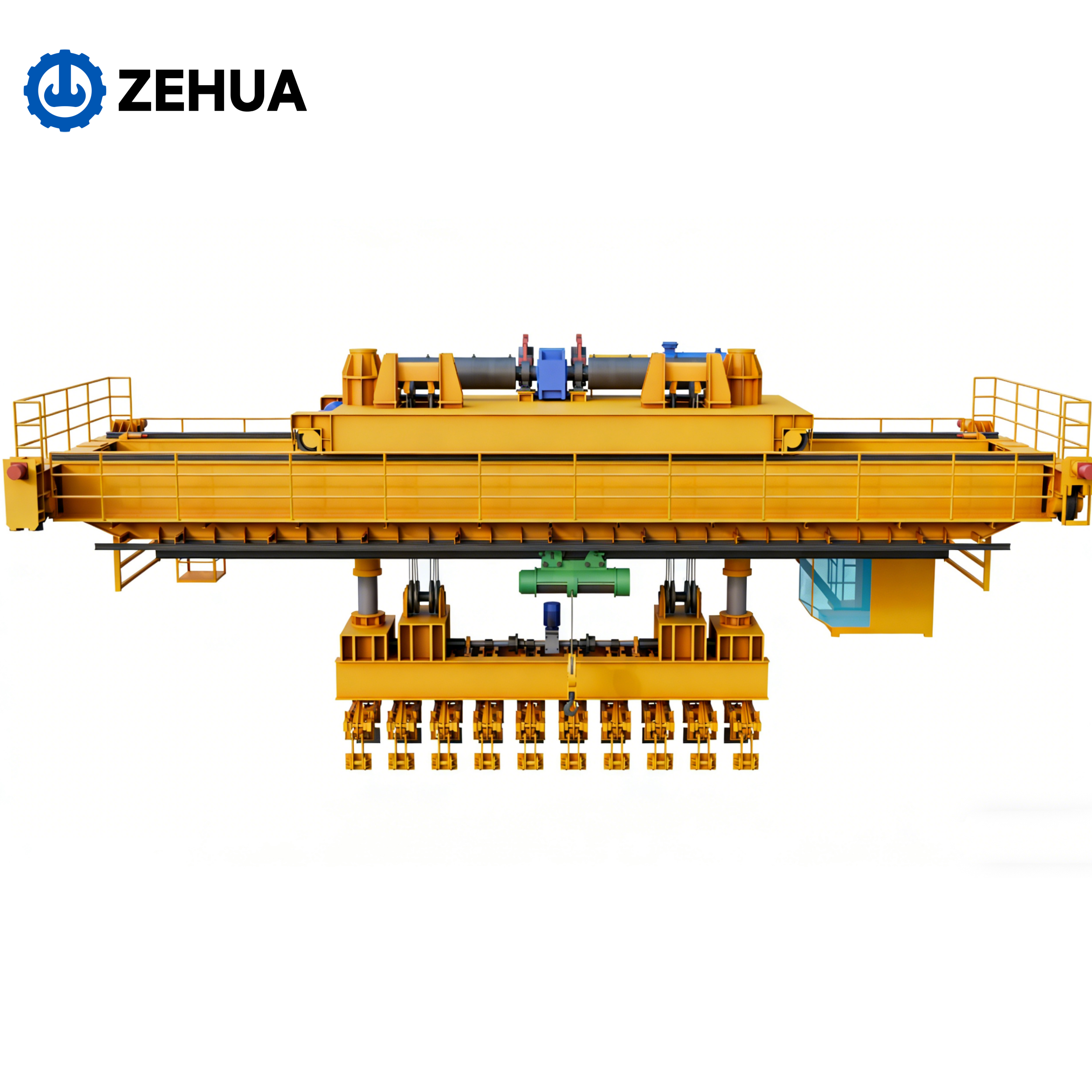 Zehua Heavy Duty Anode Carbon Block Stacking Overhead Crane with Motor Engine PLC & Gear Customized for Carbon Plant & Potroom