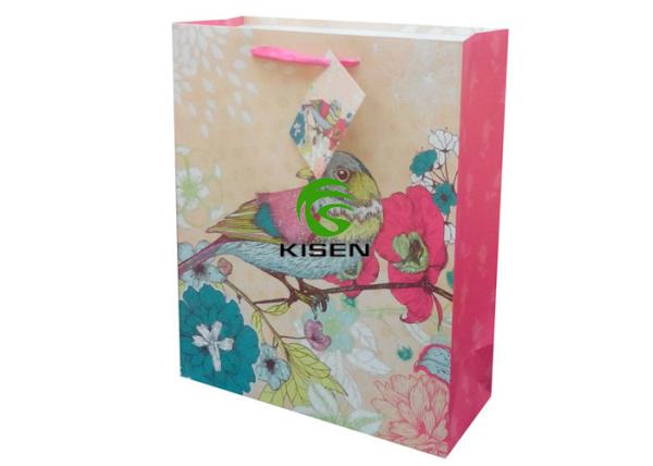 Luxury Recycled Paper Bags With Handles , Embossing Fancy Eco Friendly Paper Bags