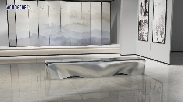Salão de hotel interno 120 cm grande banco de aço inoxidável decoração de casa de metal