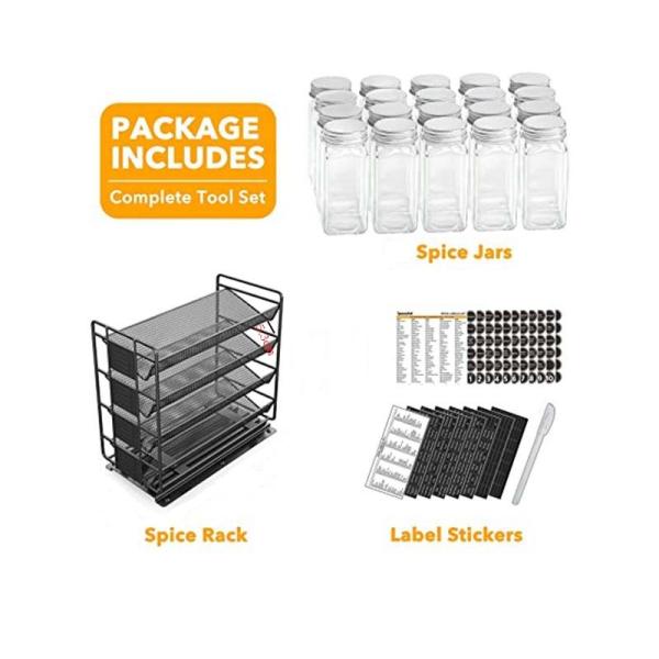 Practical 4 Layer Pull Out Spice Organizer for Cabinets and Kitchen Organization