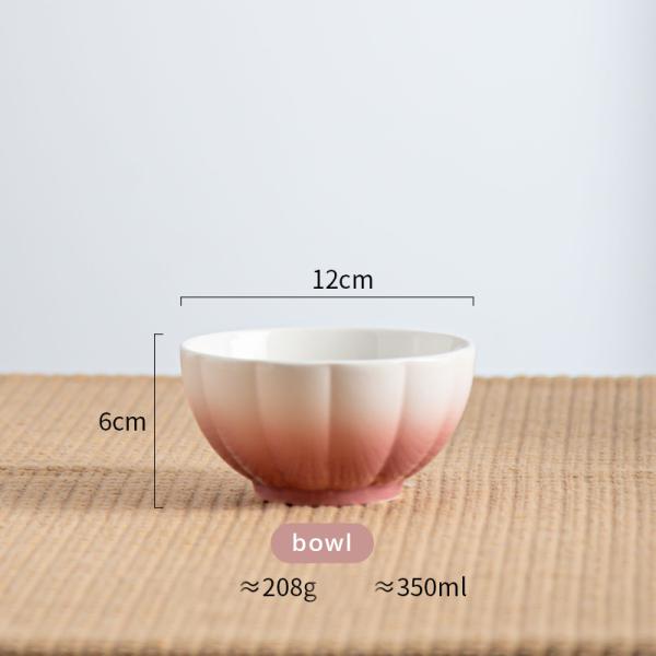 Porcelain Color Stoneware Bowl Set For 6 People Nordic Pumpkin Bowls Ceramic 4.7 Inch
