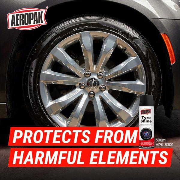 Aeropak 500ml Aerosol Customized Car Care Tire Brightener & Shine Wax Blackening Spray Model APK-8309 3-Year Expiration