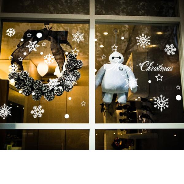 Self Adhesive Christmas Snowflake Stickers , Non Toxic Pvc Wall Sticker Easy To Operate