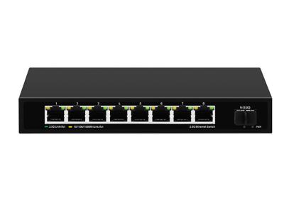 8 portas 2.5G Switch de rede não gerenciado 10G Fibra DC12V Entrada sem ventilador Velocidade de adaptação automática