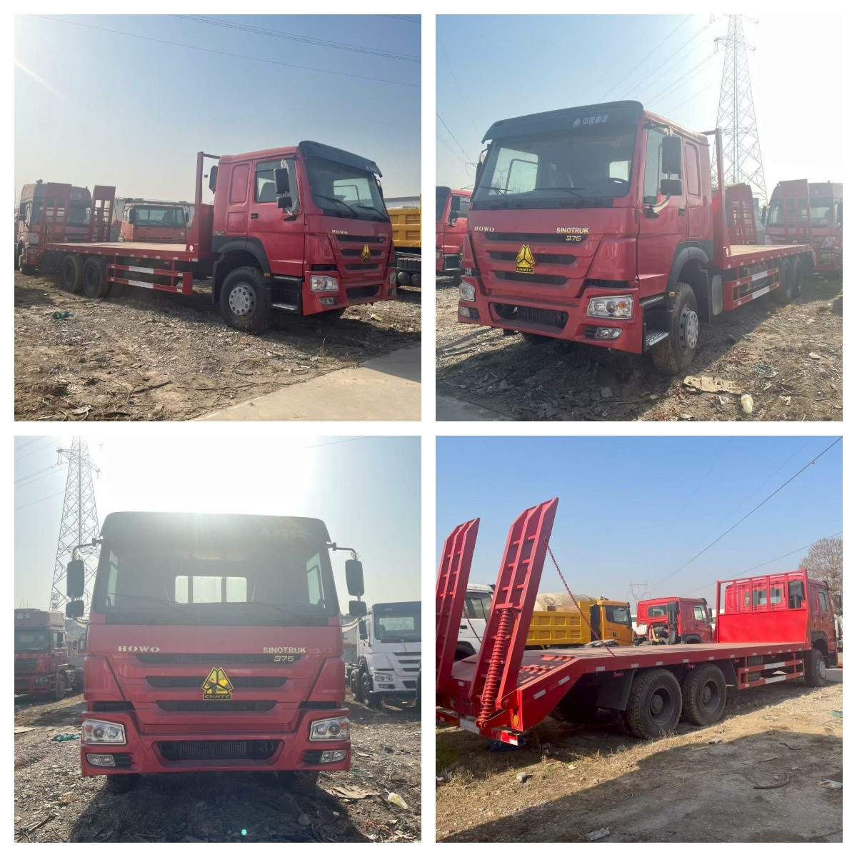 Used 6x4 Howo 375HP Flatbed Platform Cargo Truck 25 Ton Heavy Equipment