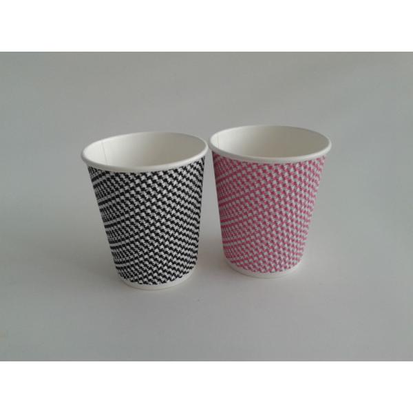 16OZ / 12oz Ripple Paper Cups  Insulated Corrugated Paper Brown Black Printed